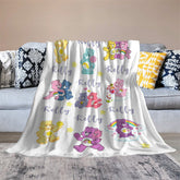 Aperturee - Custom Name Repeat Cute Bear Pattern White Blanket